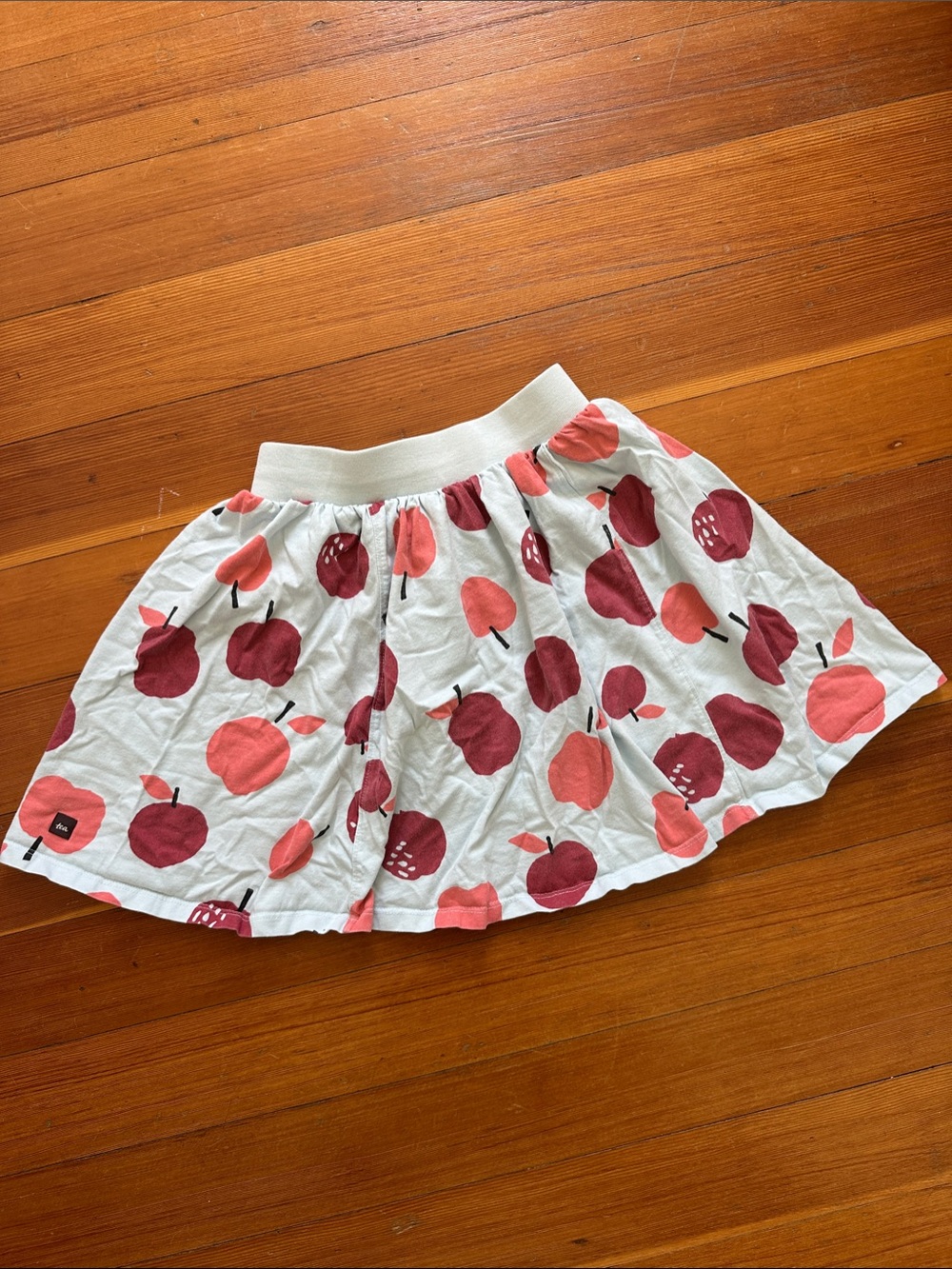 Tea Collection Girls' Light Blue Skirt with Apple Print